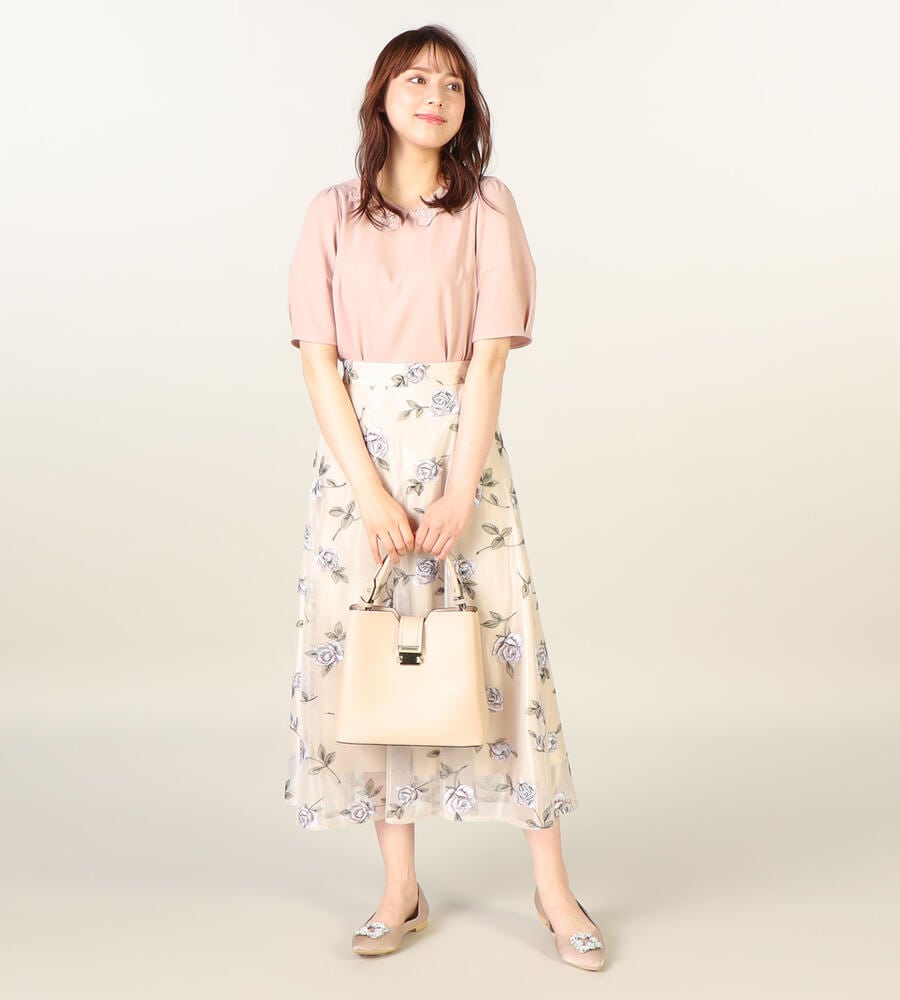 laisse passe みたて ベージュレースフレアスカート 新品未使用タグ付き 