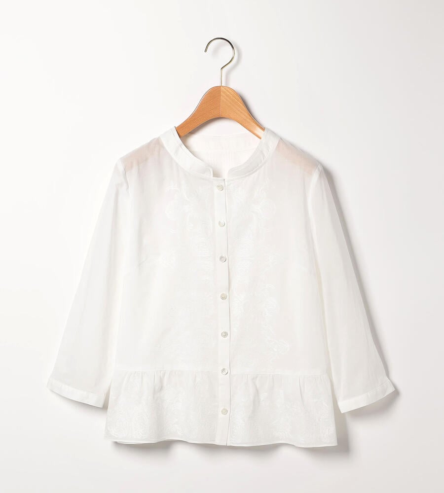 コットンエンブロイダリーペプラムブラウス