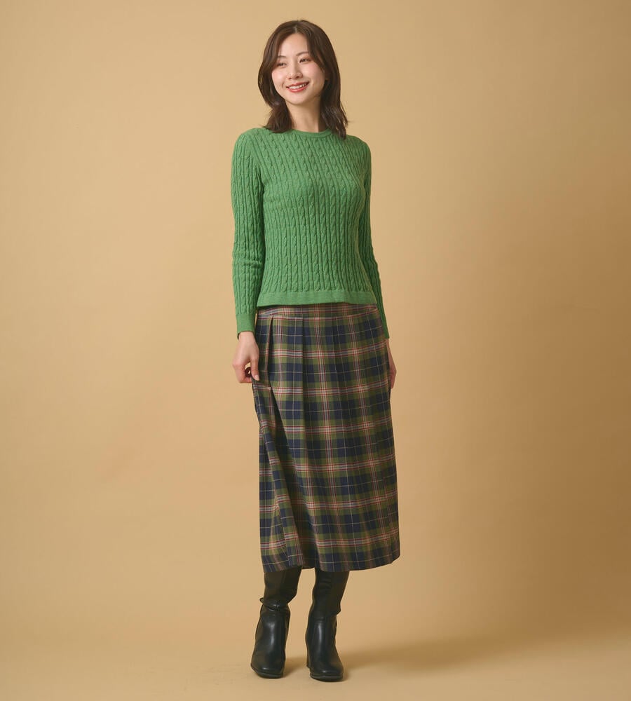 【Lサイズ】ケーブルクルーネックニット