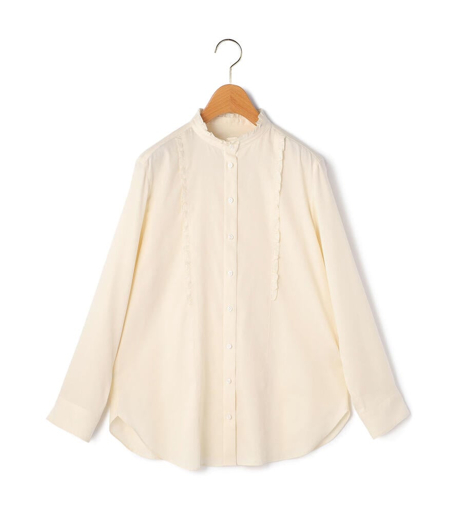 Lサイズ】60/-リネンスタンドカラーブラウス｜シャツ・ブラウス