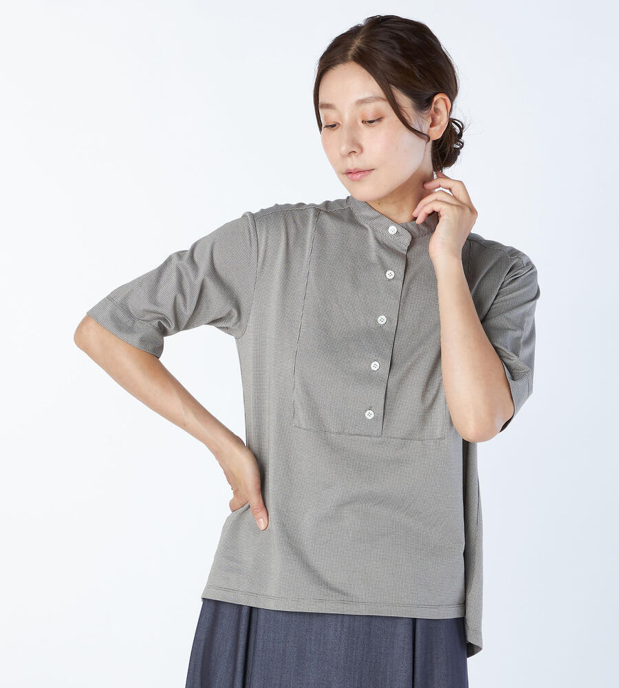 【Lサイズ】ハウンドトゥースジャージーカットソー