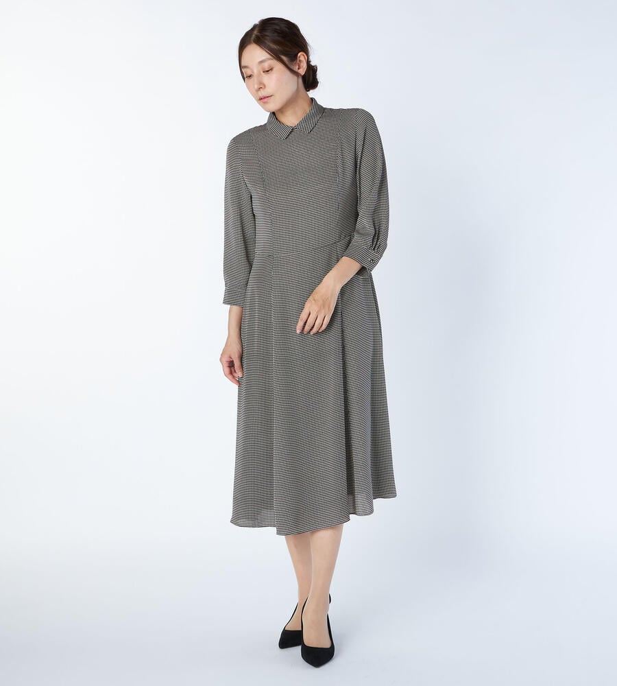 【Lサイズ】ハウンドトゥースプリントワンピース